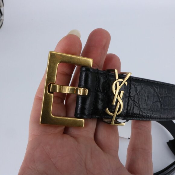 YSL 105 croc embossed classic logo Black Belt e917 main image 12